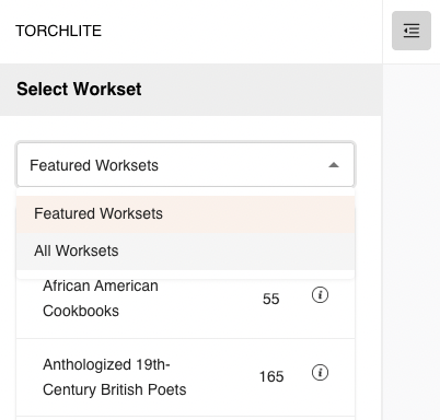 Select Workset dropdown menu opened to category options of worksets